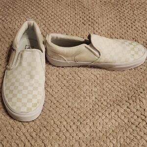 Vans White Checkered Slip-On Shoes